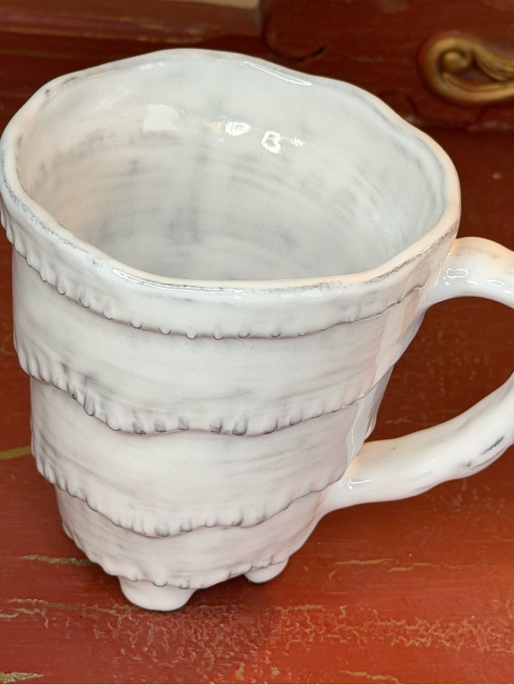 Vietri Lastra White Utensil Holder Oversized Mug Crock NEW